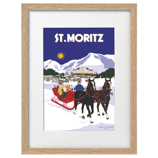 Print "ST. MORITZ" im Holzrahmen